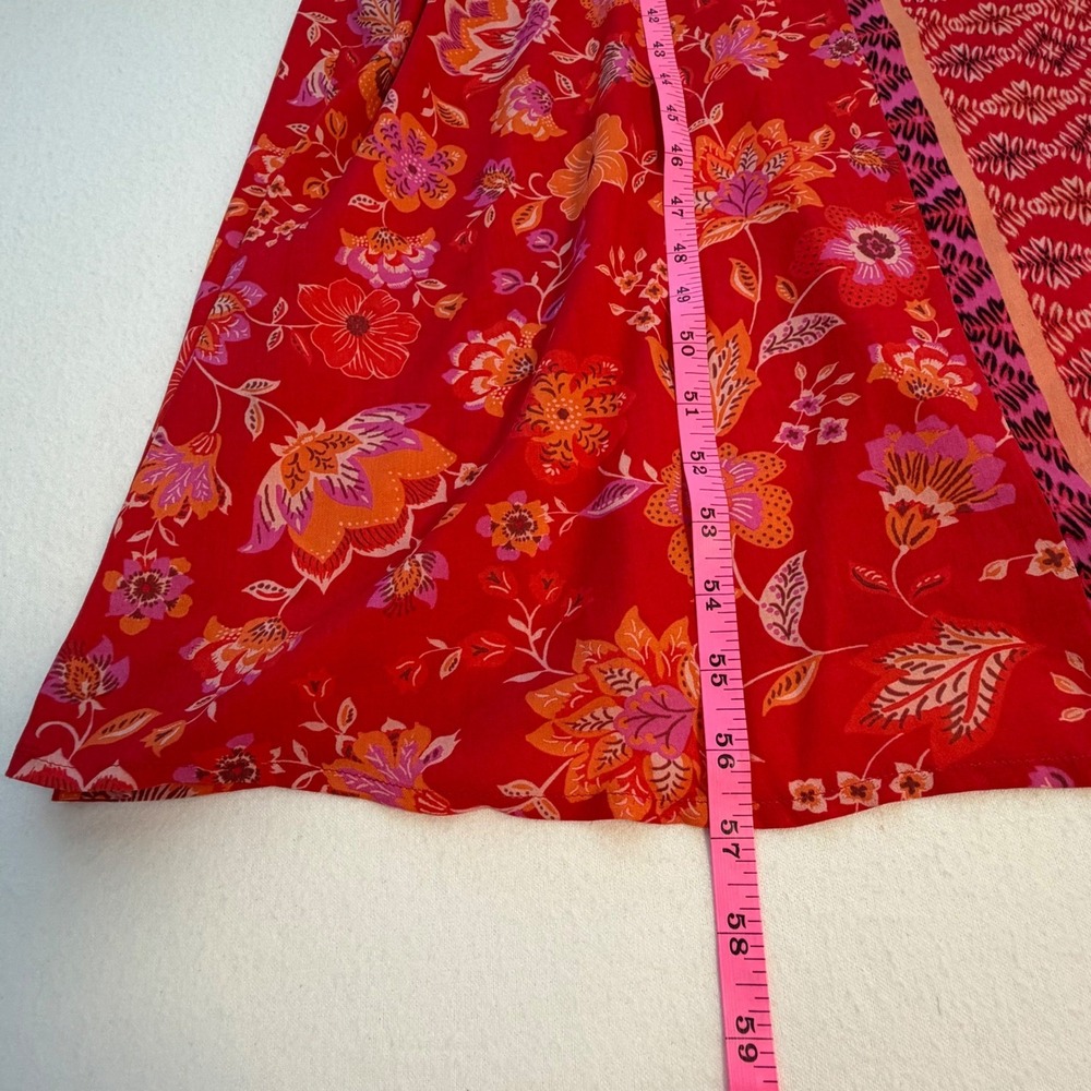 NWT Liverpool Floral Flowy Maxi Dress Red Orange Bohemian Resort Pockets Sz L - Picture 12 of 14